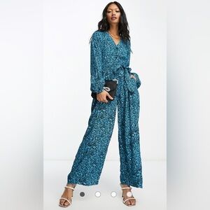 Whistles - Wide leg jumpsuit in blue ditsy floral